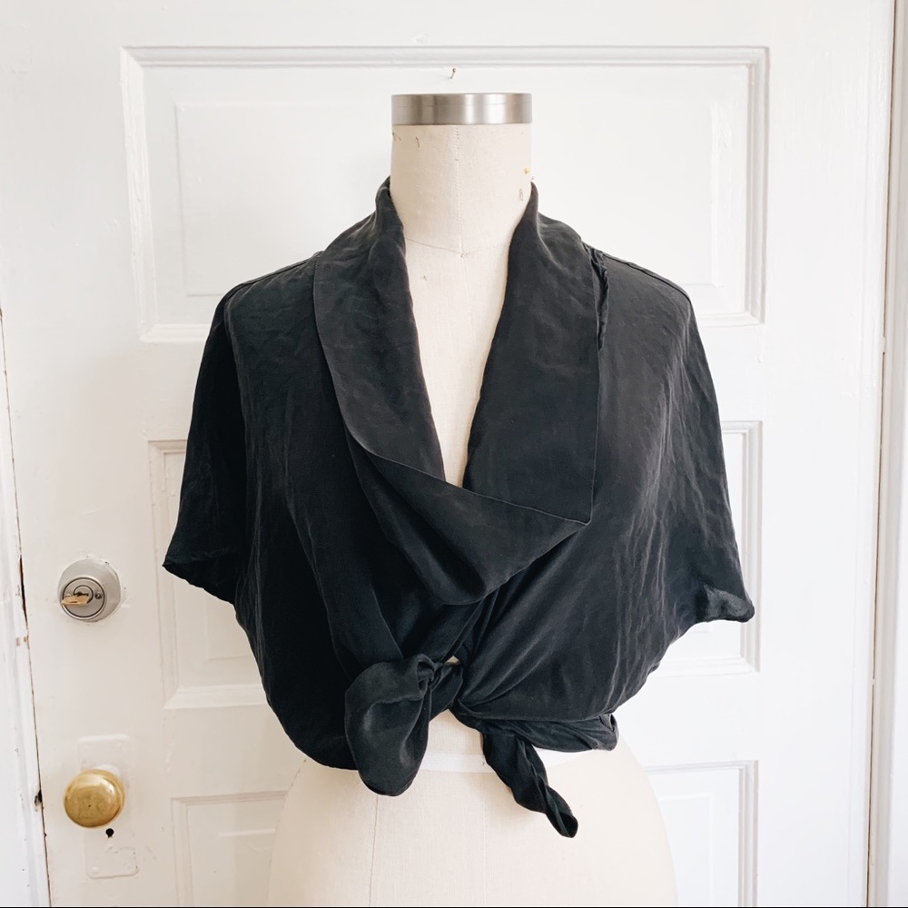 Oversized silky charcoal cowl wrap S
